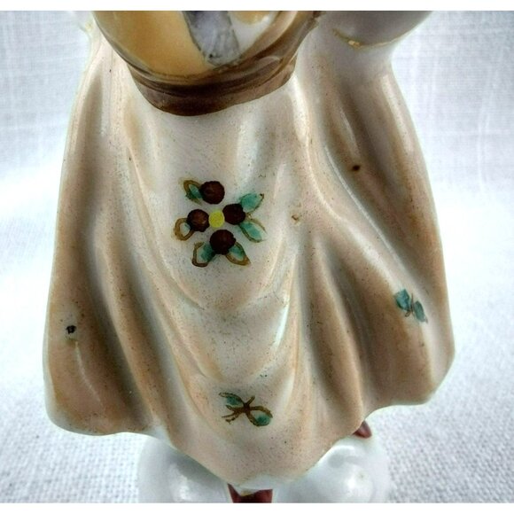 Colonial Woman With Instrument Vintage Occupied Japan HandPainted Ceramic 4.5 In - Picture 5 of 11